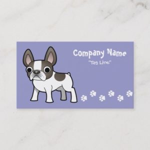Cartoon French Bulldog (blue pied) Business Card