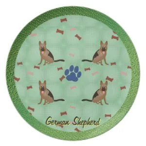 Cartoon German Shepherd Dog Melamine Plate