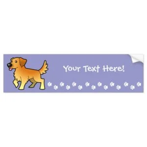 Cartoon Golden Retriever (gold) Bumper Sticker