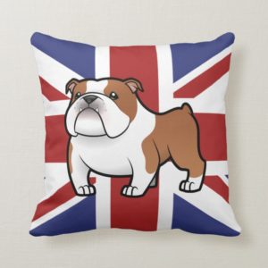 Cartoon Pet with Flag Throw Pillow