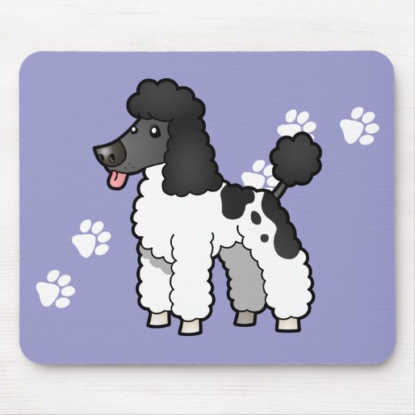 Cartoon Poodle (black parti puppy cut) Mouse Pad