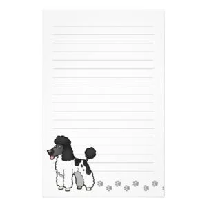 Cartoon Poodle (black parti puppy cut) Stationery