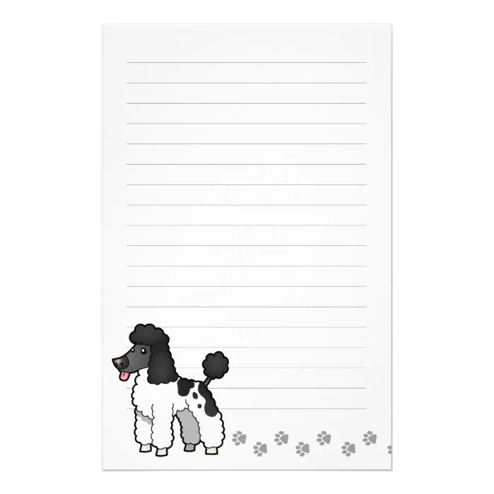 Cartoon Poodle (black parti puppy cut) Stationery