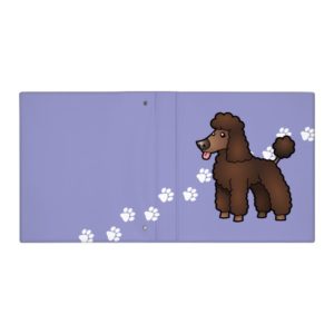 Cartoon Poodle (brown puppy cut) 3 Ring Binder