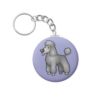 Cartoon Poodle (silver puppy cut) Keychain