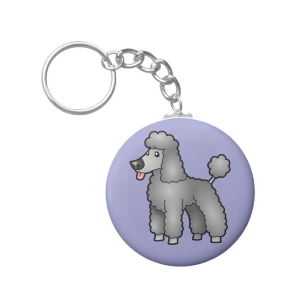 Cartoon Poodle (silver puppy cut) Keychain