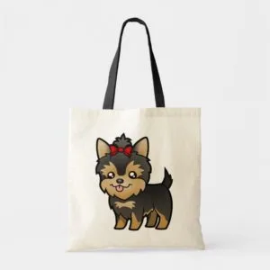 Cartoon Yorkie (puppy with bow) Tote Bag