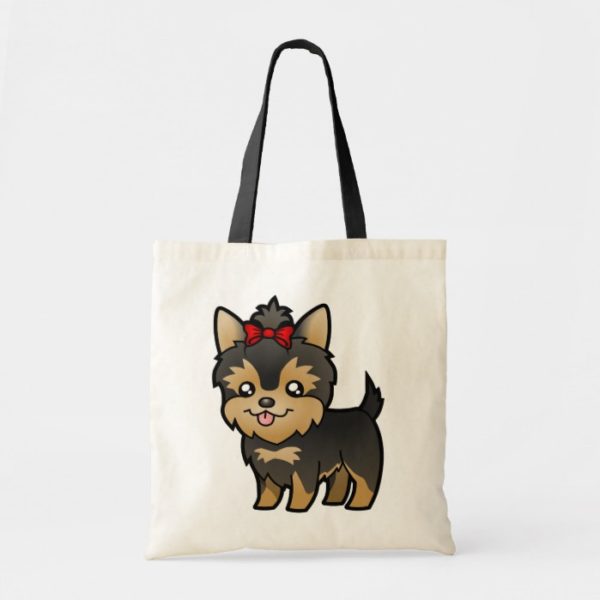 Cartoon Yorkie (puppy with bow) Tote Bag