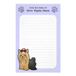 Cartoon Yorkie (tan long hair) Stationery