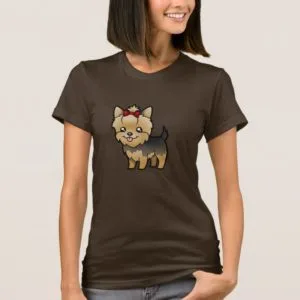 Cartoon Yorkie (tan short hair with bow) T-Shirt