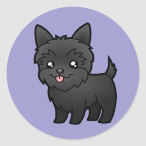 Cartoon Yorkshire Terrier (black) Classic Round Sticker