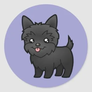 Cartoon Yorkshire Terrier (black) Classic Round Sticker