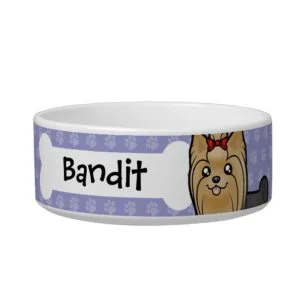Cartoon Yorkshire Terrier (long hair with bow) Bowl