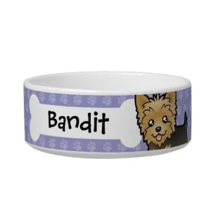 Cartoon Yorkshire Terrier (short hair no bow) Bowl