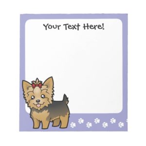 Cartoon Yorkshire Terrier (short hair with bow) Notepad