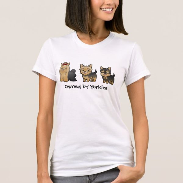 Cartoon Yorkshire Terriers (customizable text) T-Shirt