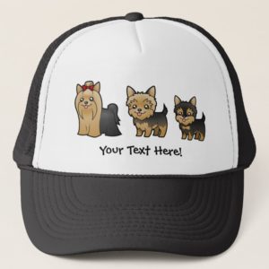 Cartoon Yorkshire Terriers (customizable text) Trucker Hat