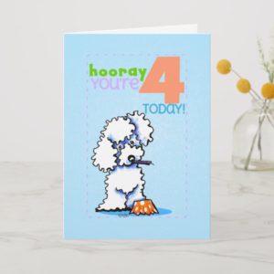 Children Kids Happy Birthday Age 4 Poodle Card