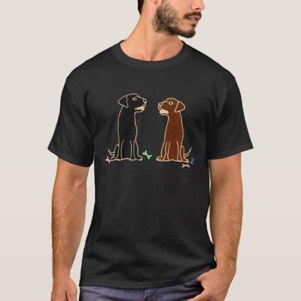 Chocolate and Black Labrador Retrievers Art T-Shirt