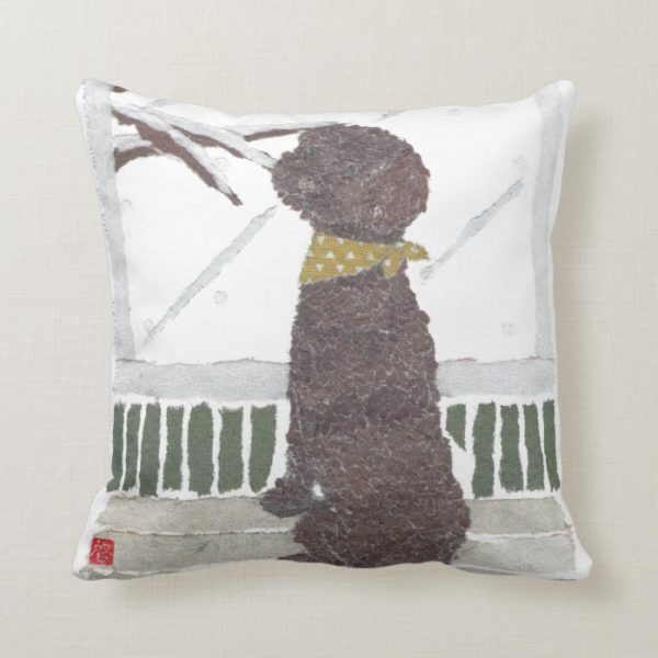 Chocolate Poodle, Brown Poodle Throw Pillow