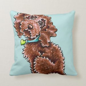 Chocolate Poodle Mix Side Sit Throw Pillow