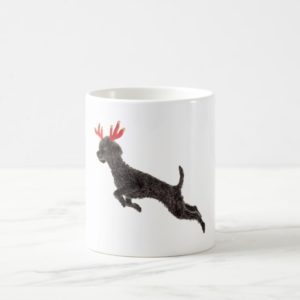 Christmas Black Toy Poodle Dog Reindeer Antlers Coffee Mug