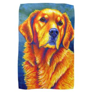 Colorful Golden Retriever Dog Kitchen Towels