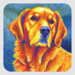 Colorful Golden Retriever Dog Stickers