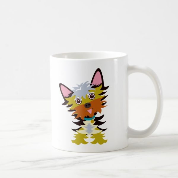 Colorful Yorkshire Terrier Head Tilt Cartoon Coffee Mug