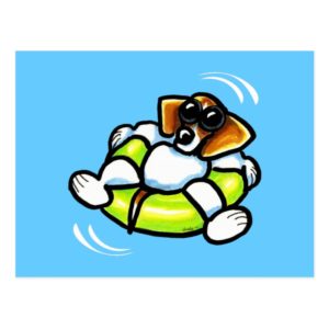 Cool Beagle Pool Float Off-Leash Art™ Postcard