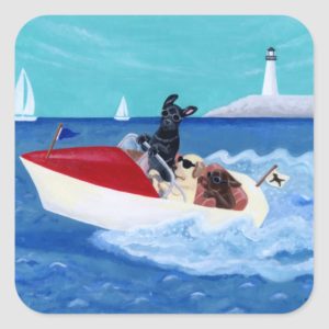 Cool Summer Labradors Painting Square Sticker