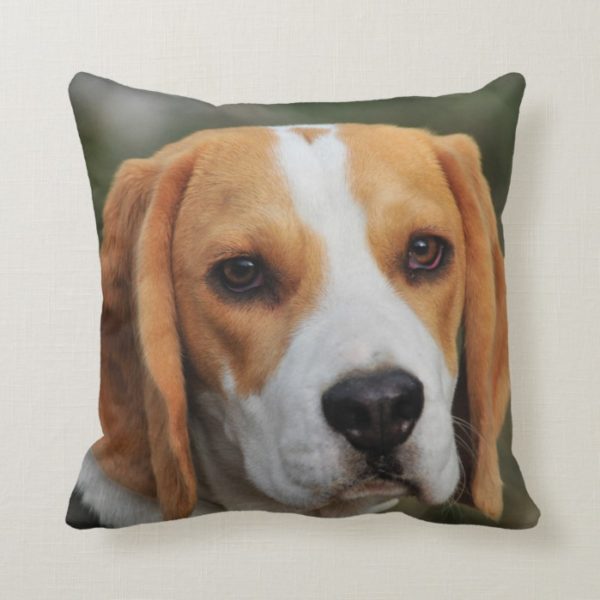 Custom Beagle Dog Photo Throw Pillow