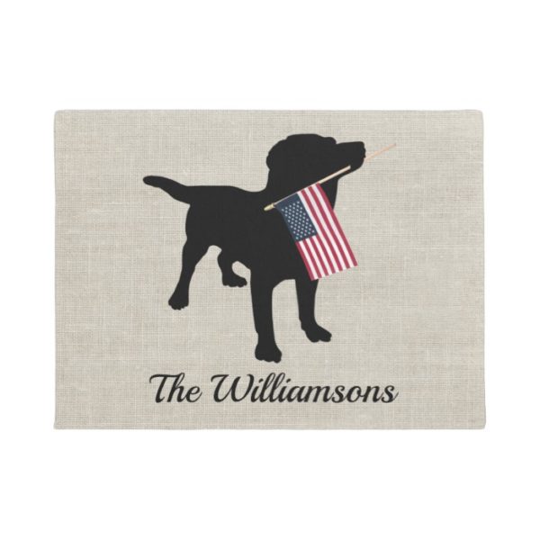 Custom Black Lab Dog USA Flag Welcome doormat