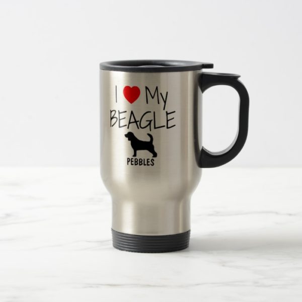 Custom I Love My Beagle Travel Mug