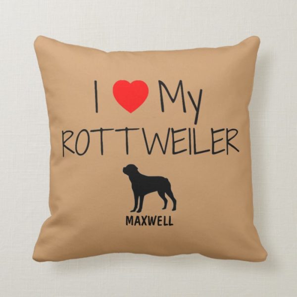 Custom I Love My Rottweiler Throw Pillow