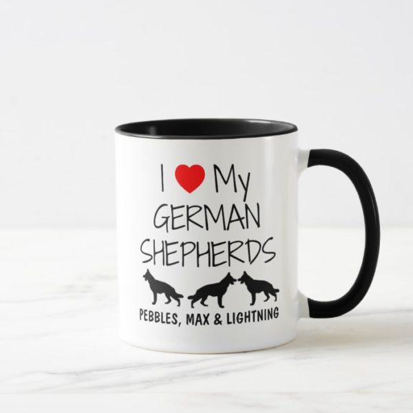 Custom I Love My Three German Shepherds Mug