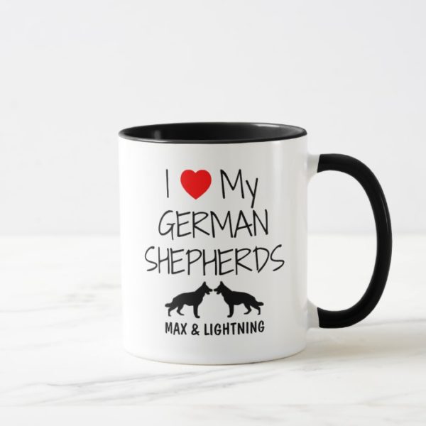 Custom I Love My Two German Shepherds Mug