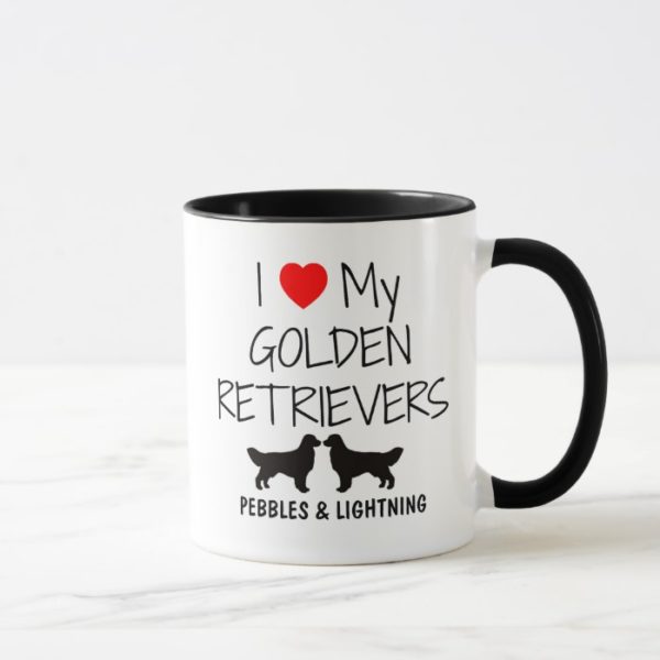 Custom I Love My Two Golden Retrievers Mug