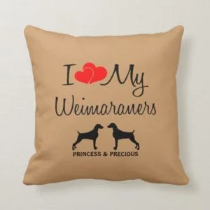 Custom I Love My Two Weimaraners Throw Pillow