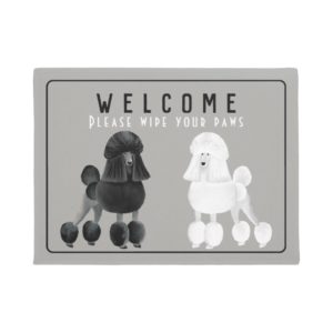 Customizable Black and White Poodle Doormat