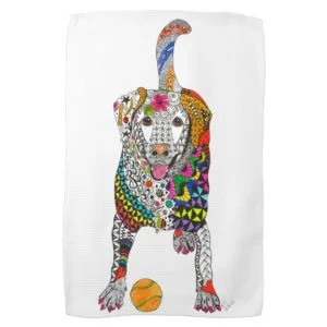 Cute and Colorful Labrador Retriever Kitchen Towel