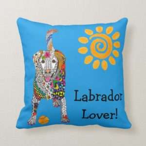 Cute and Colorful Labrador Retriever Throw Pillow