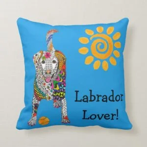 Cute and Colorful Labrador Retriever Throw Pillow