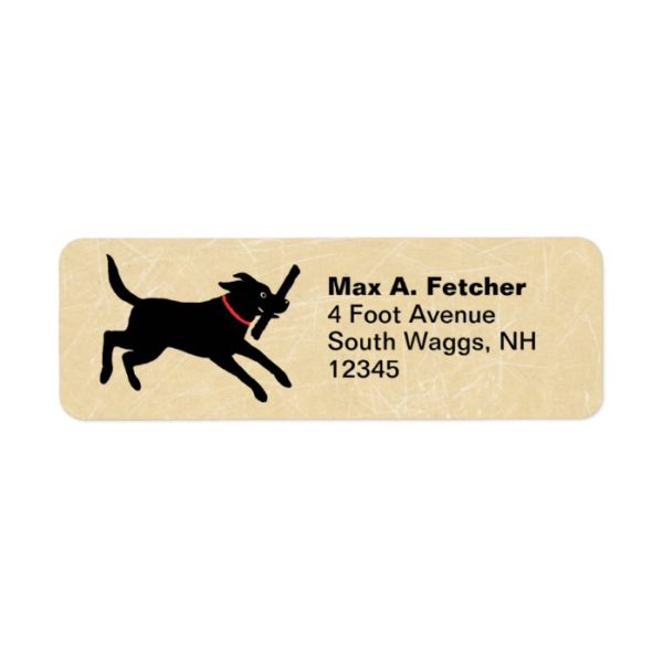 Cute Black Labrador Retriever Running | Fun Dog Label