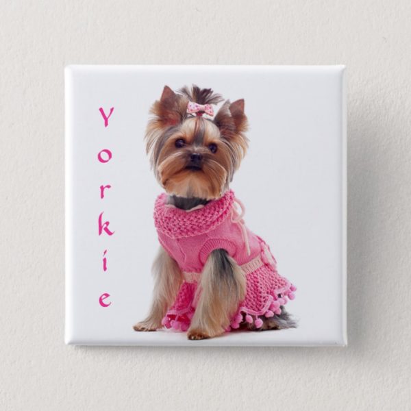 Cute Diva Yorkie Yorkshire Terrier Square Pin