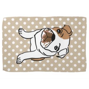 Cute English Bulldog Illustration Hand Towel