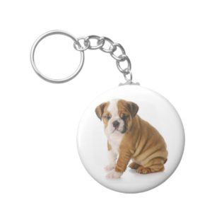 Cute English Bulldog Puppy Dog Keychain