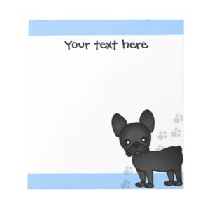 Cute French Bulldog Cartoon Black Notepad