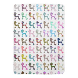 Cute French Poodle Girly Whimsical Chevron Pattern Baby Blanket