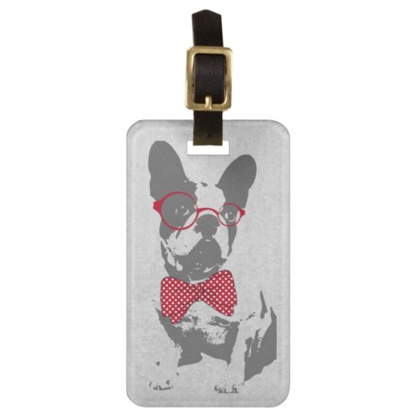 Cute funny trendy vintage animal French bulldog Bag Tag
